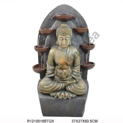 Garden Patio Water Feature Cascade Bardo Buddha Fountain Grey Lights