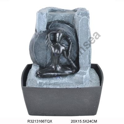 Yoga Loto Feng Shui Indoor Fountain in Polyresin with LEDs