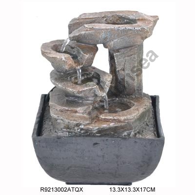 Tabletop Water Fountain with LED Lights Stacked Rocks Indoor Waterfall Feature
