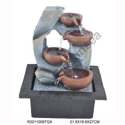 Garden Ornament Fountain Feng Shui Indoor Table Top Water Feature LED Lights
