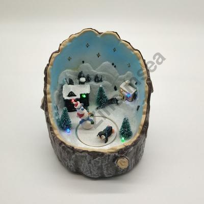 Christmas Village With Rotation Snowman