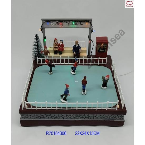 Christmas Scene With Kids Skating