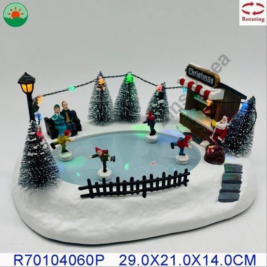 Christmas Scene With Kids Skating