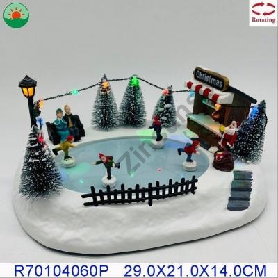 Christmas Scene With Kids Skating