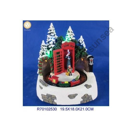 Animated Christmas Village with Santa & Children