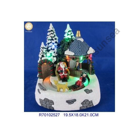 Animated Christmas Village with Santa & Children
