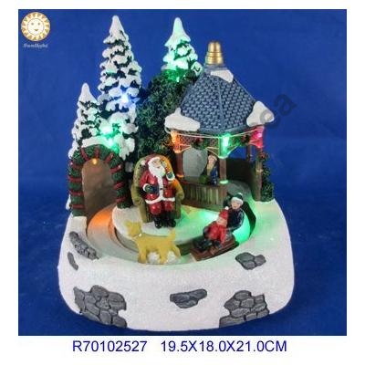 Animated Christmas Village with Santa & Children